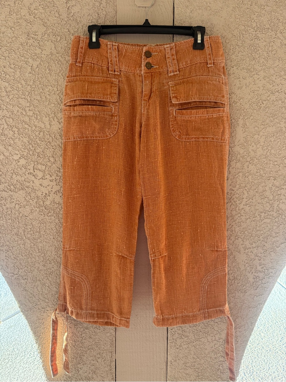 Vintage Pure Color Cosmo Burnt Orange Stretch Pants Size 28
